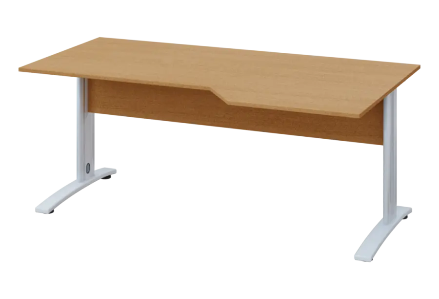 EZK 28 - 186 stůl kancelářský, rohový, pravý, kovová podnož bílá, deska 25 mm, široký 1800 mm, buk Royal